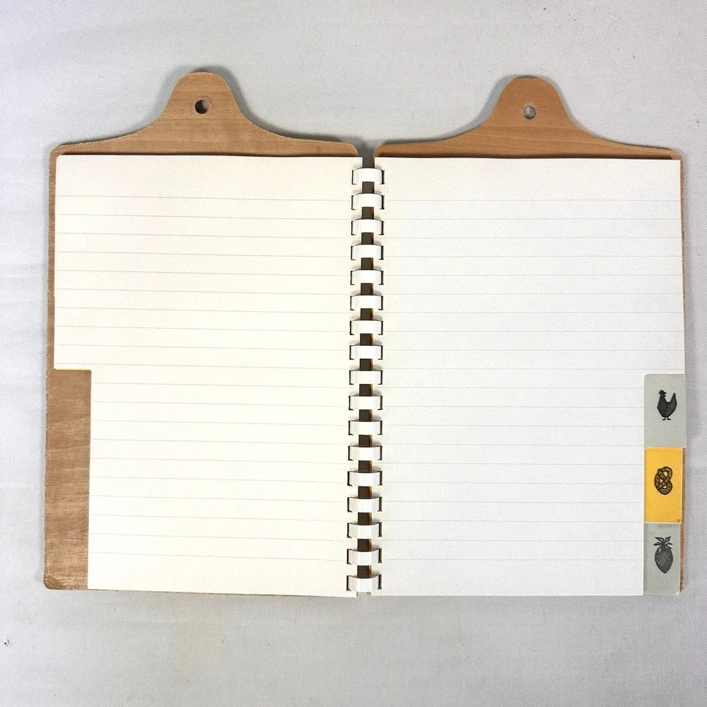 Wood Recipe Organizer Spiral Bound Recipe‎ Book w Tabs Fruit Cover 10x6.5